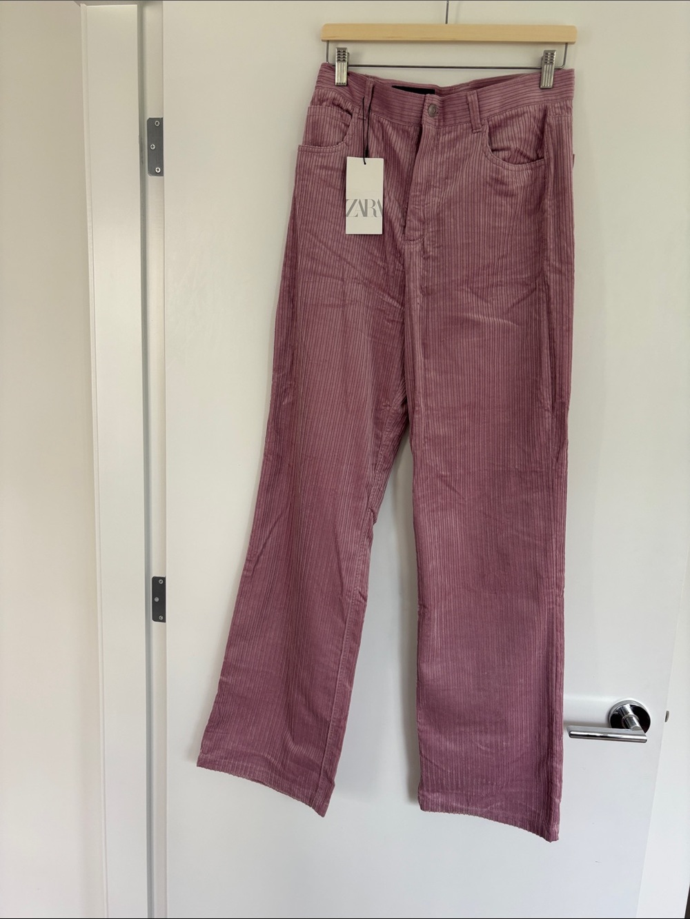 ZARA Dusty Rose Corduroy Wide-Leg Pants
